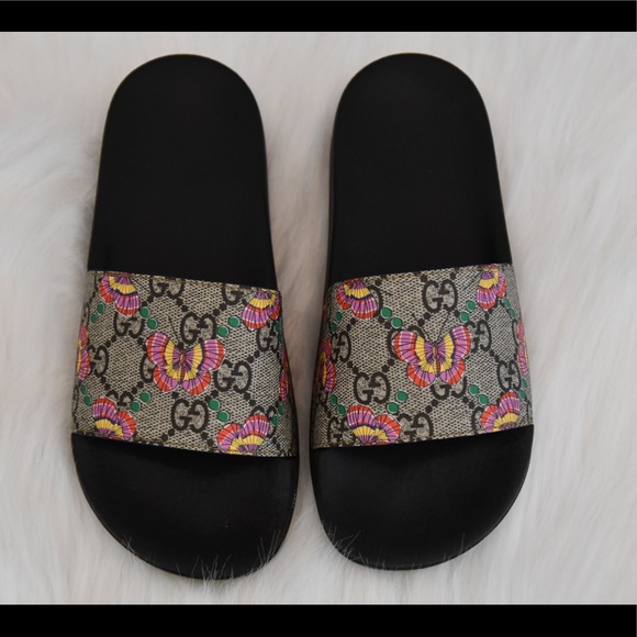 gucci butterfly slides